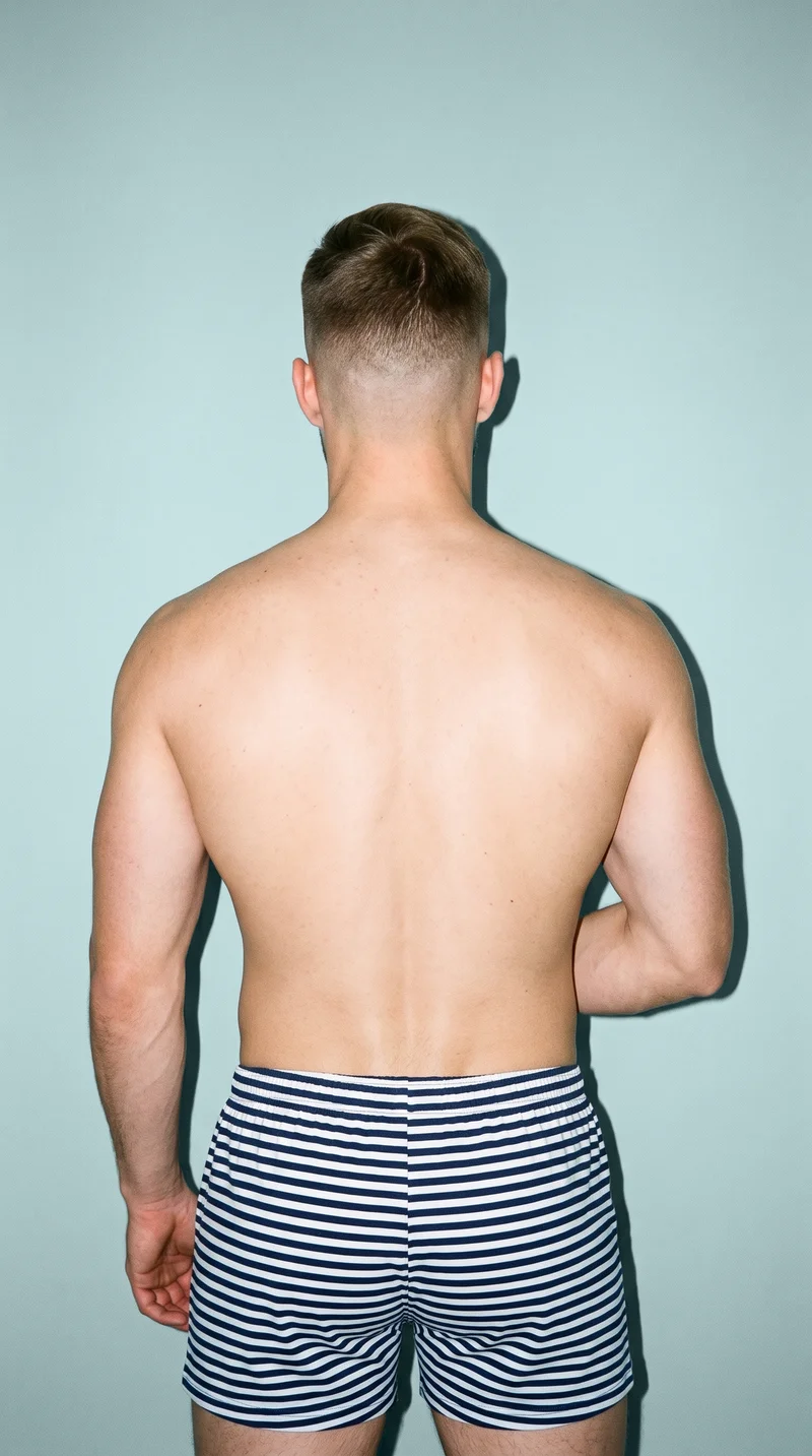 Striped Boxers, Upper body at Back, Clean Catalog lighting