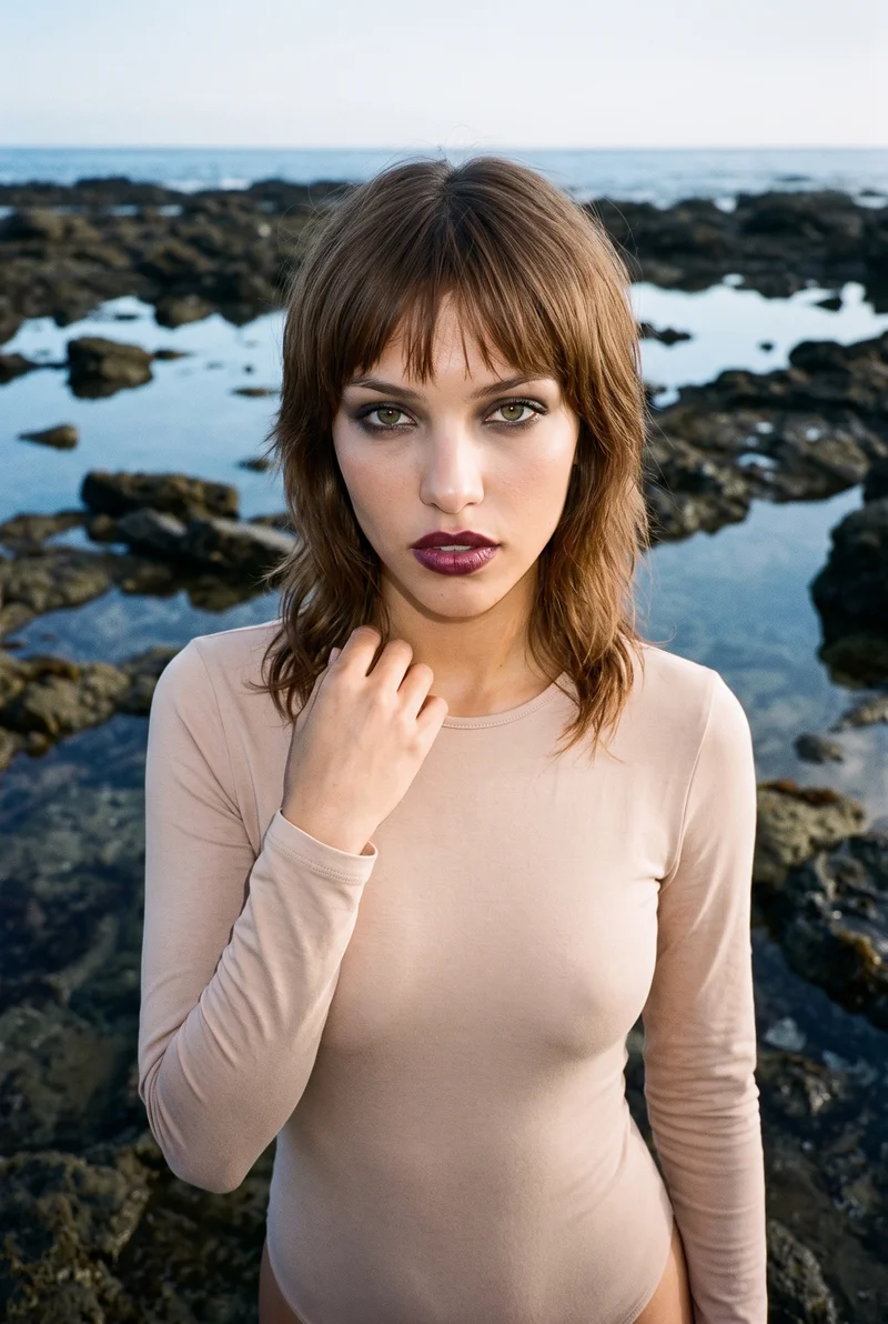 Nude Bodysuit, Upper body at Front, Clean Catalog lighting