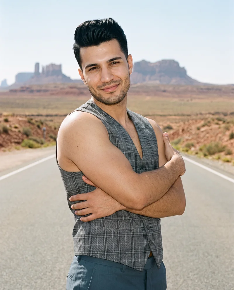 Men's Grey Checked Waistcoat, Upper body at Three-quarter, Natural E-Commerce lighting