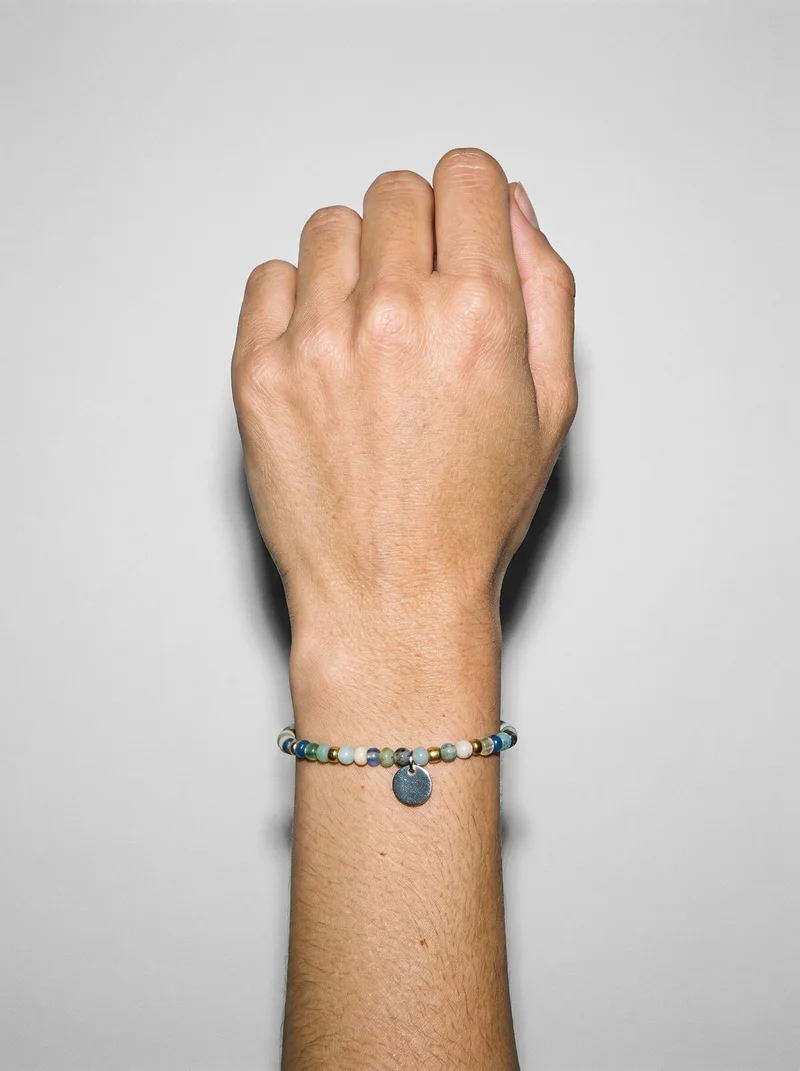 Women's Beaded Bracelet, Hand and wrist at Top, Natural E-Commerce lighting