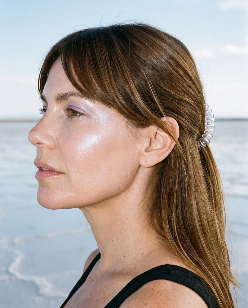 Spiral Hair Tie, Head at Side, Natural E-Commerce lighting