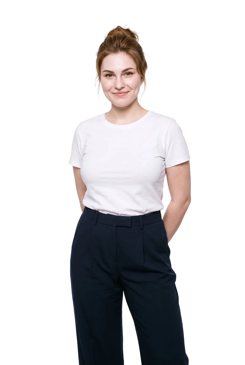 Navy Tailored Wide-Leg Trousers, Three-quarter length at Front, Studio Cutout lighting