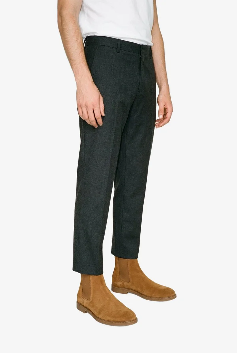 Men's Tan Suede Chelsea Boots, Lower body at Angled front, Studio Cutout lighting