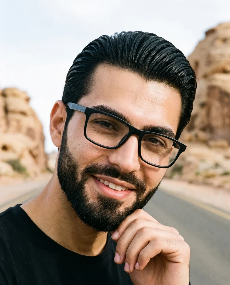 Men's Black Rectangular Optical Frame, Head at Three-quarter, Clean Catalog lighting