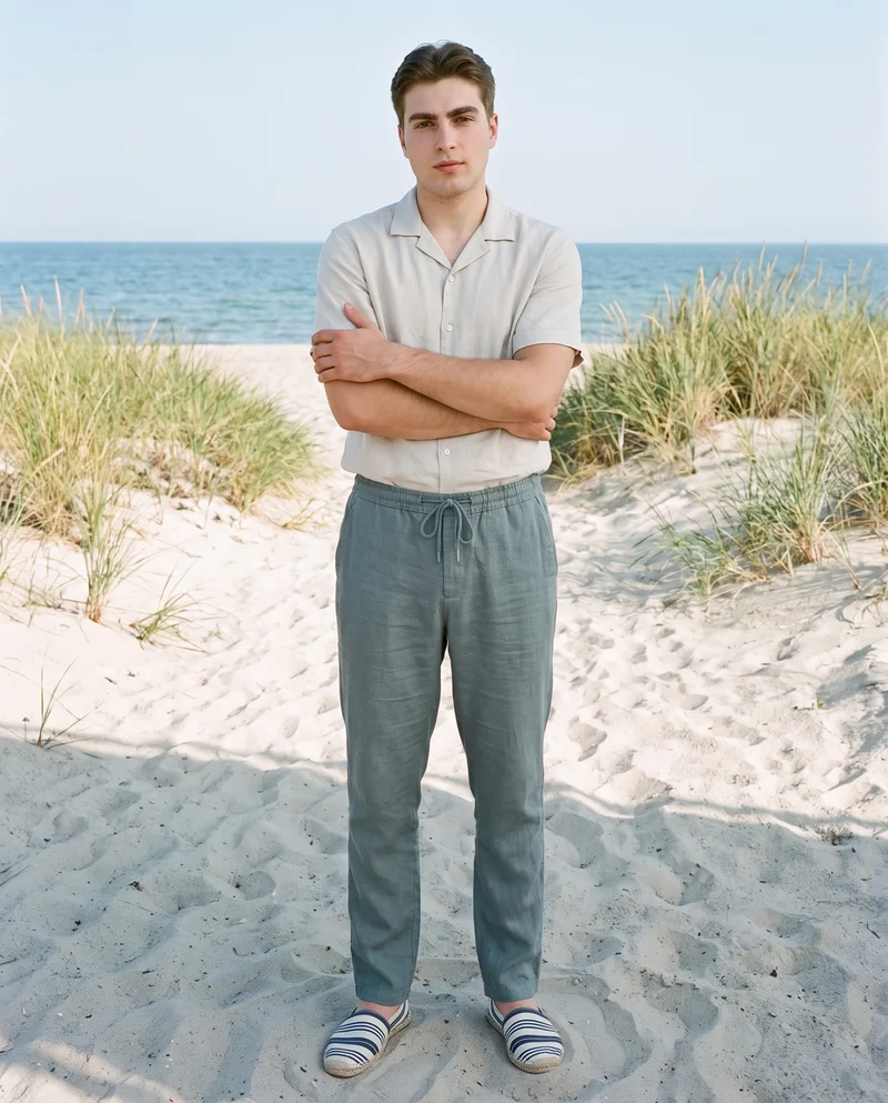 Men's Striped Espadrilles, Full body at Front, Natural E-Commerce lighting