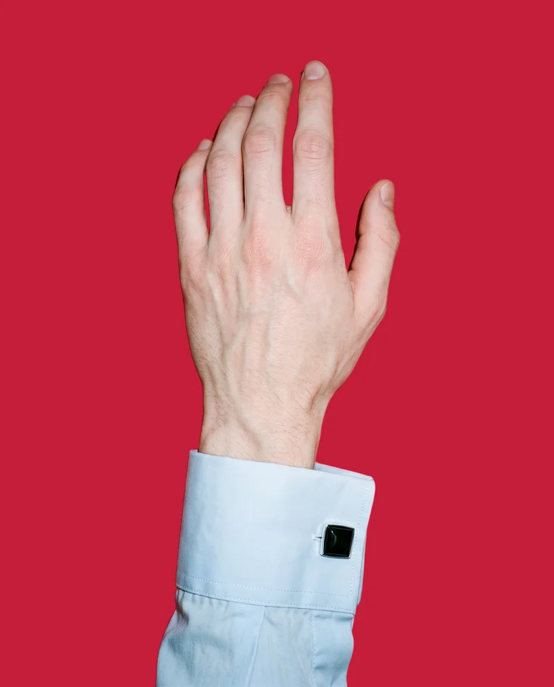 Onyx Cufflinks, Hand and wrist at Top, Studio Cutout lighting