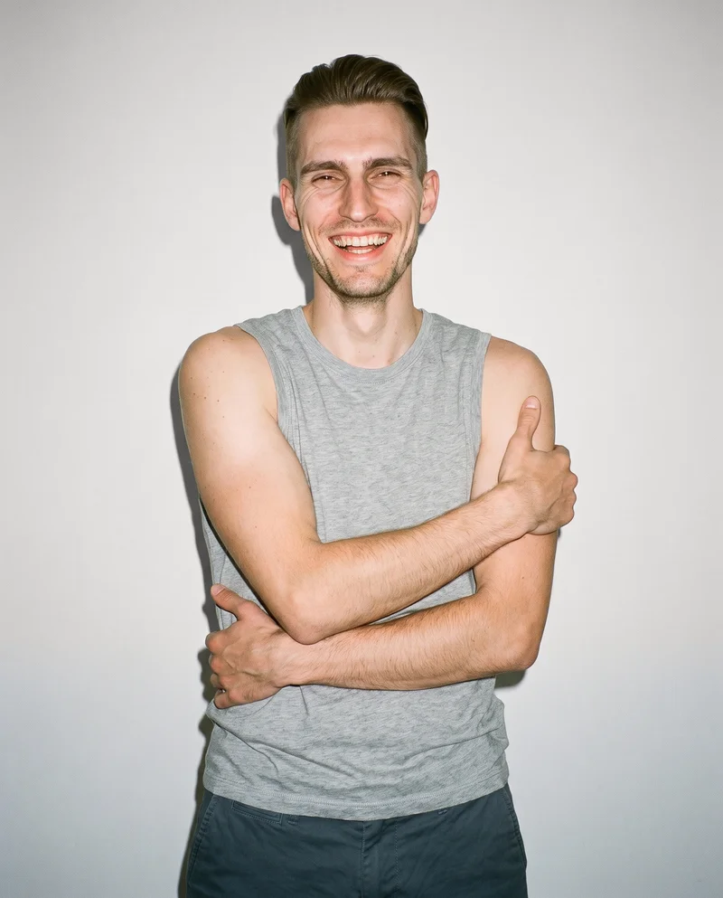 Grey Marl Vest, Upper body at Front, Clean Catalog lighting