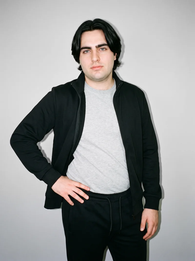 Men's Black Tracksuit, Three-quarter length at Three-quarter, Clean Catalog lighting