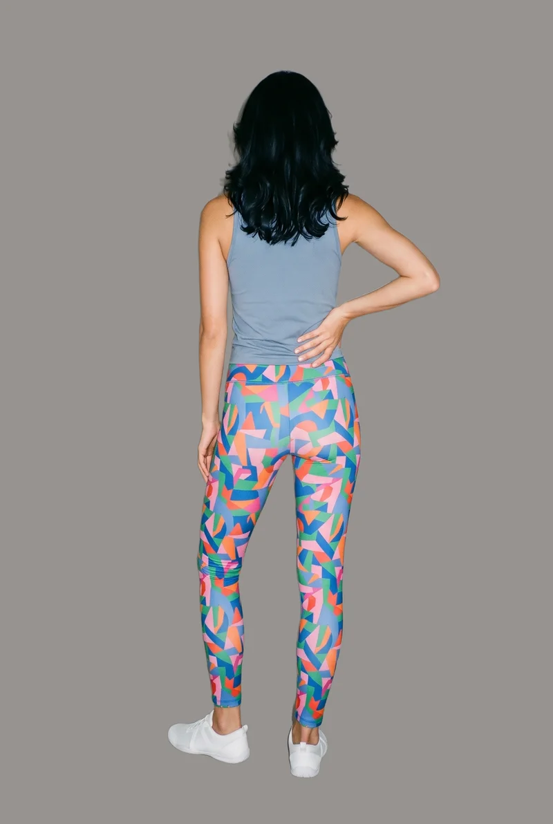 Printed Leggings, Full body at Back, Studio Cutout lighting