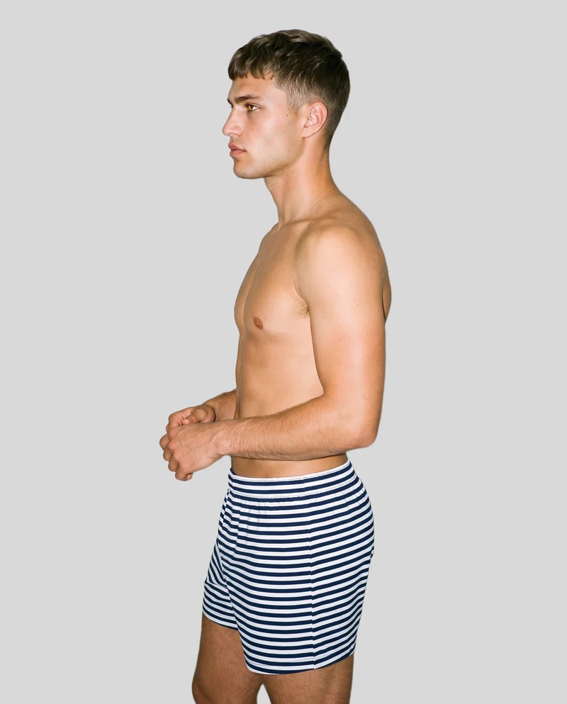 Striped Boxers, Three-quarter length at Side, Studio Cutout lighting