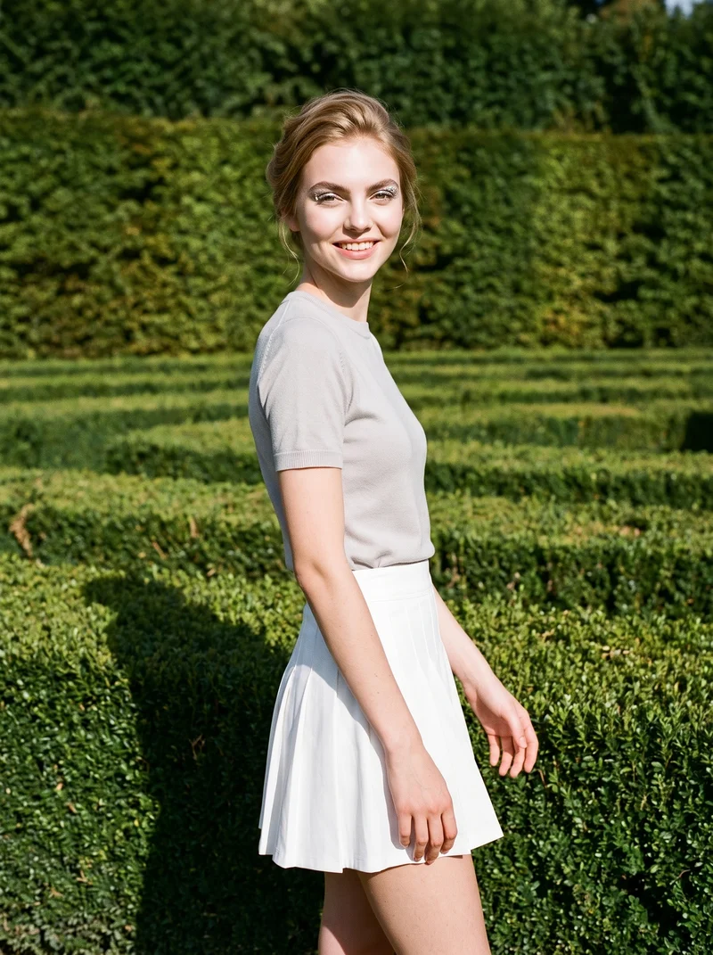White Tennis Mini Skirt, Three-quarter length at Three-quarter, Natural E-Commerce lighting