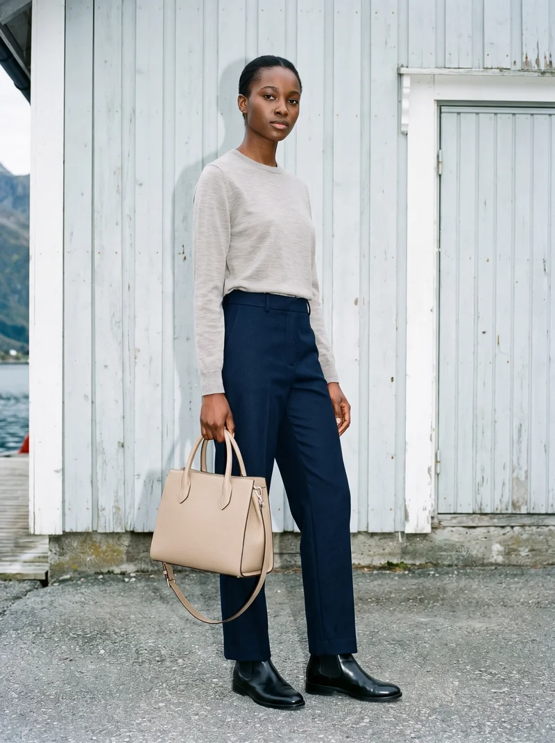 Beige Shoulder Bag, Full body at Three-quarter, Clean Catalog lighting