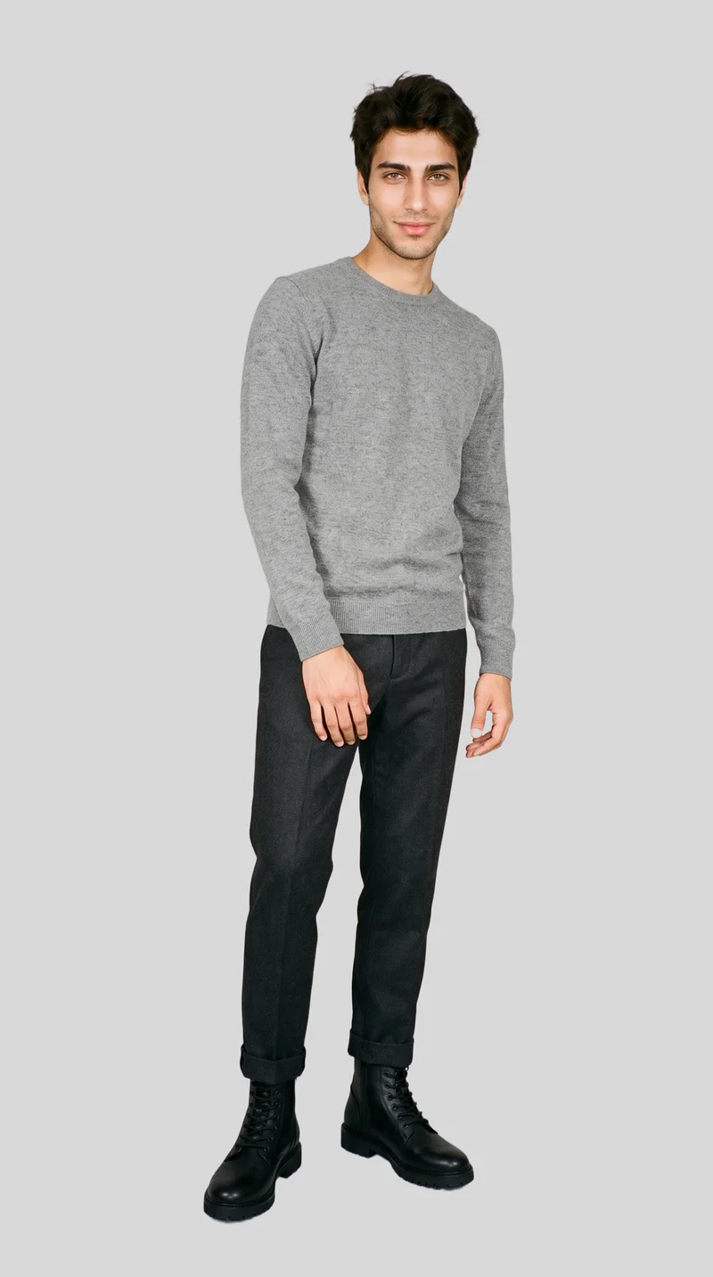 Men's Black Combat Boots, Full body at Front, Studio Cutout lighting