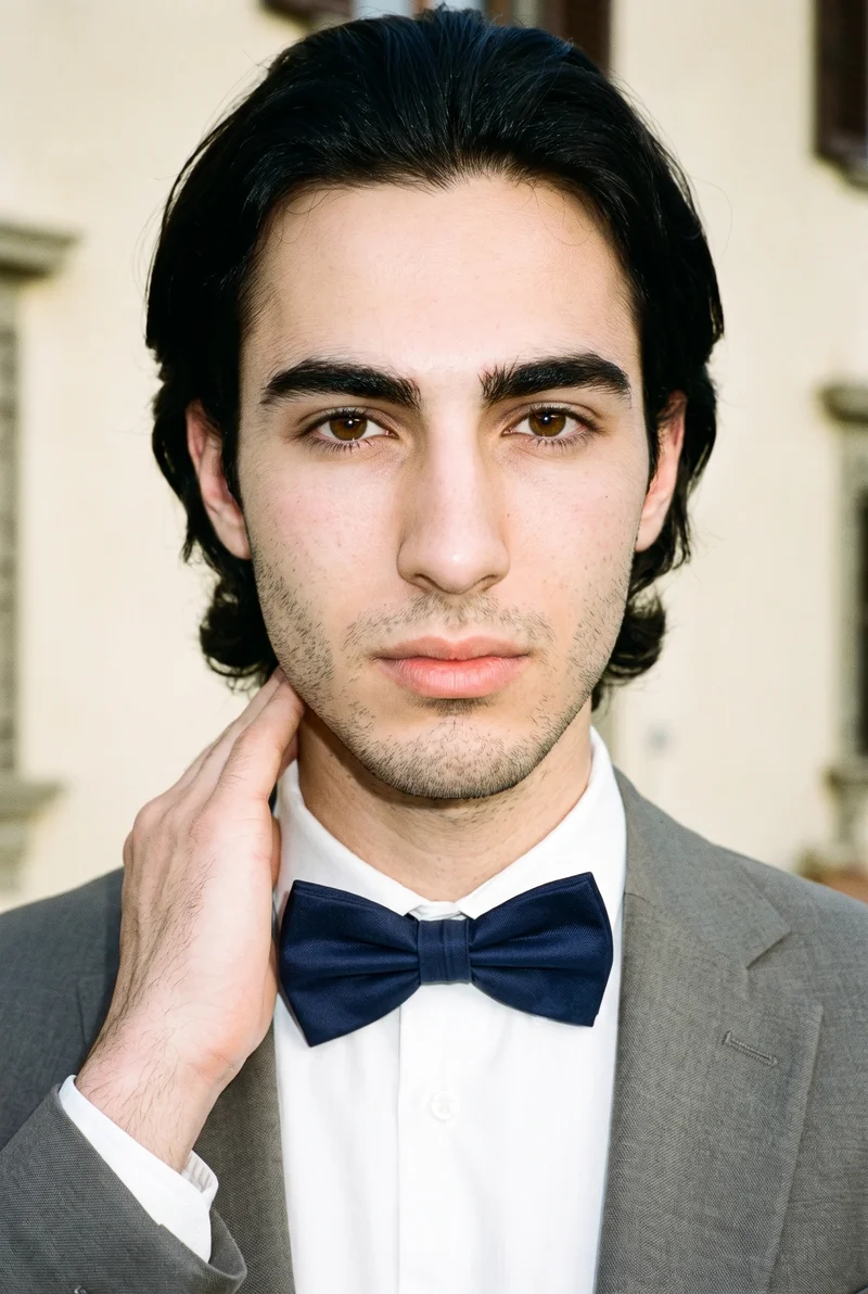 Navy Bow Tie, Bust at Front, Clean Catalog lighting