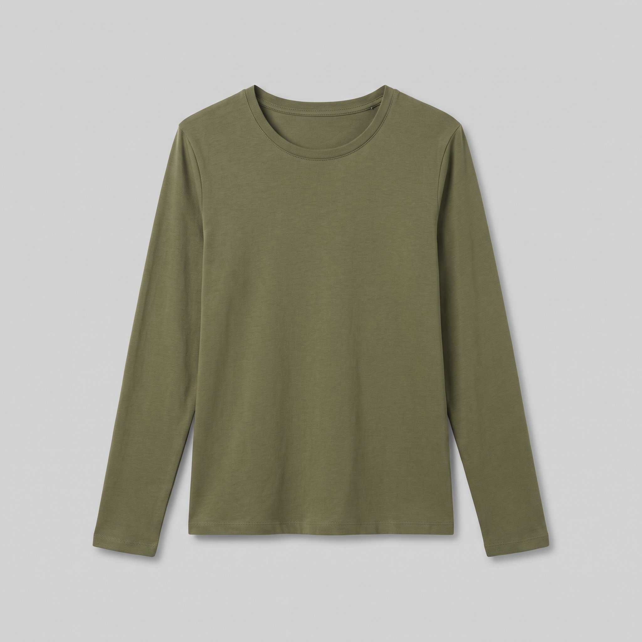 Women's Olive Cotton Long-Sleeve Tee