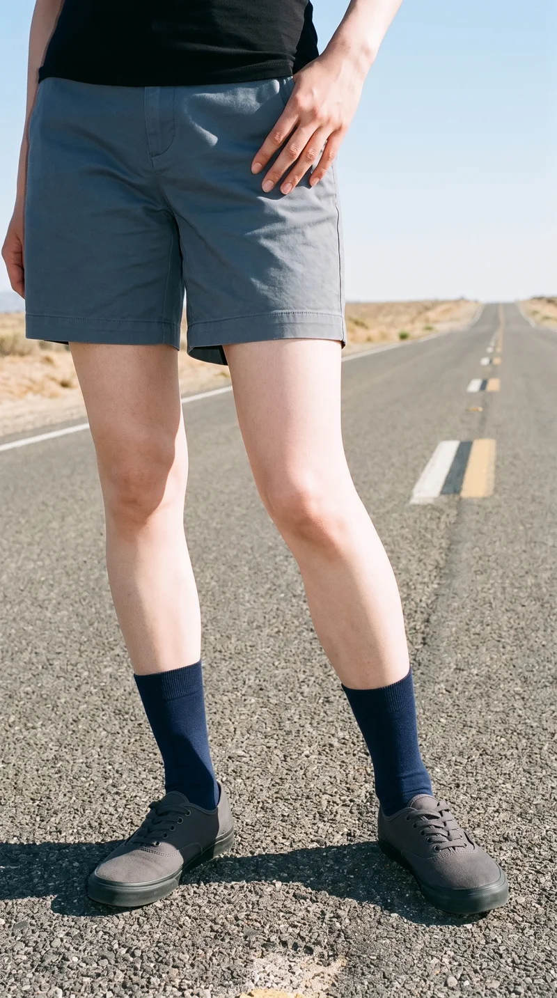 Women's Navy Dress Socks, Lower body at Front, Clean Catalog lighting