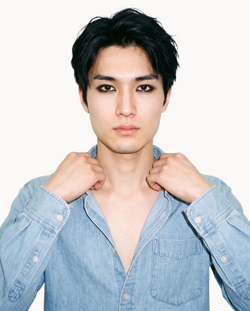 Light Wash Denim Shirt, Bust at Front, Studio Cutout lighting