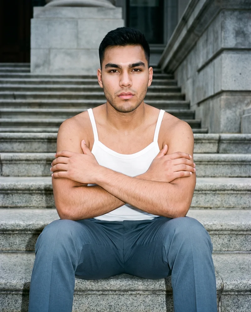 White Cotton Vest, Three-quarter length at Front, Clean Catalog lighting