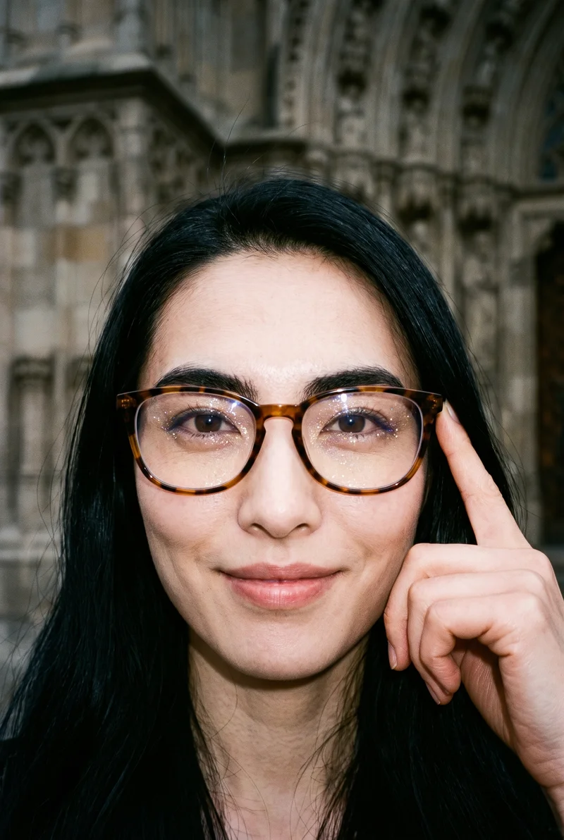 Women's Tortoiseshell Blue-Light Glasses, Head at Front, Clean Catalog lighting