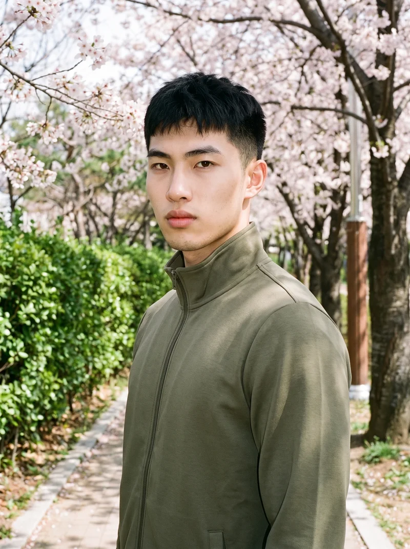 Men's Olive Tracksuit, Bust at Three-quarter, Clean Catalog lighting