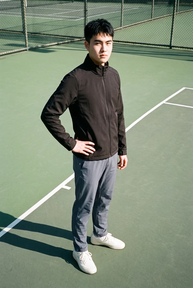 Men's Black Ski Jacket, Environmental at Three-quarter, Flash Editorial lighting