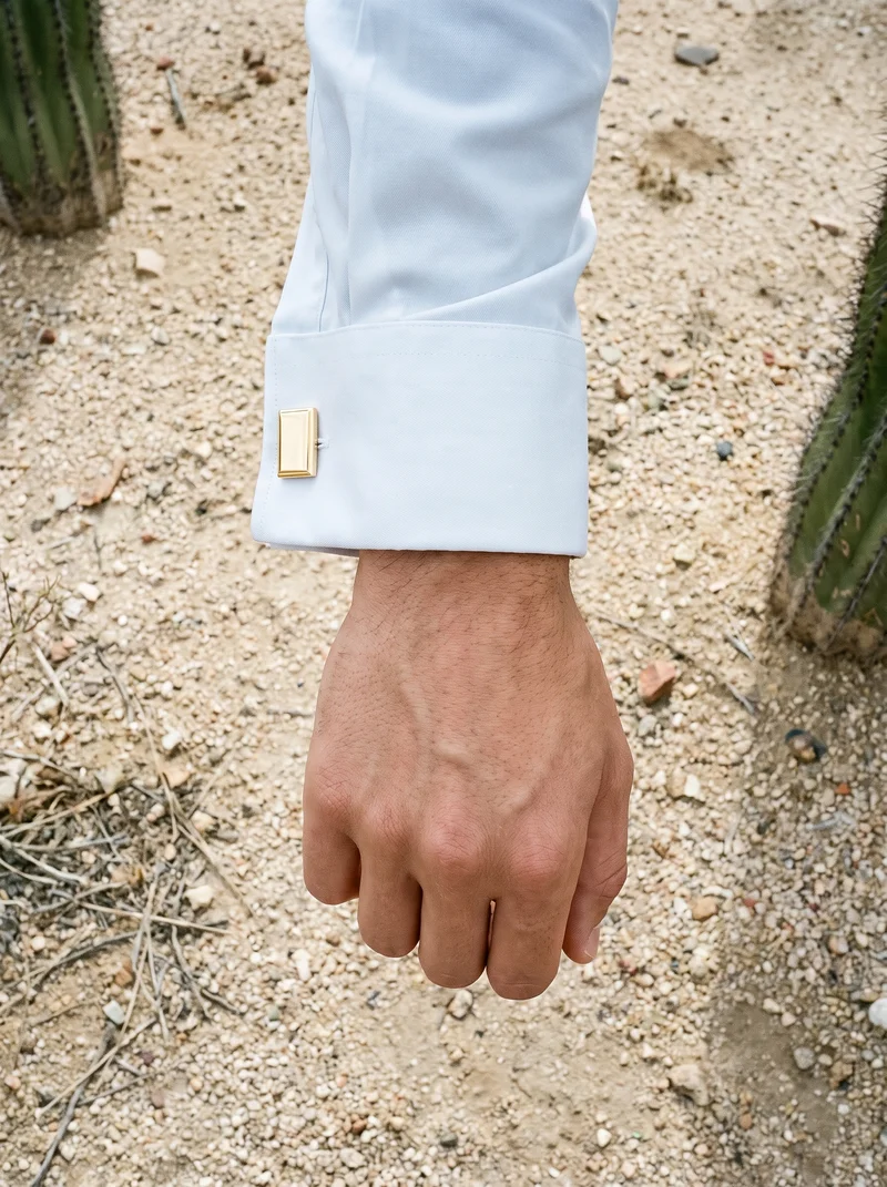 Gold Classic Cufflinks, Hand and wrist at Top, Clean Catalog lighting