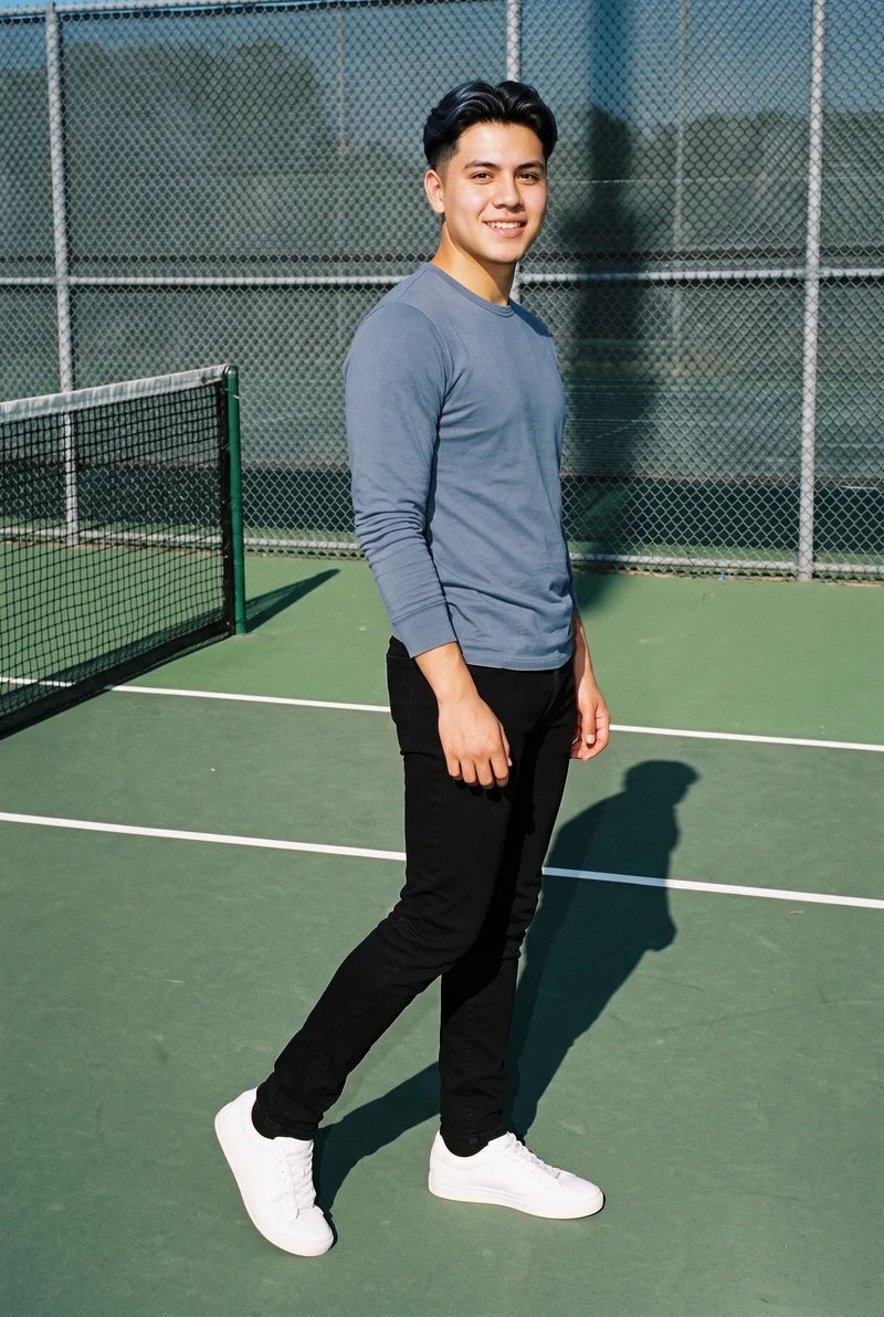Men's Black Skinny Jeans, Full body at Three-quarter, Flash Editorial lighting