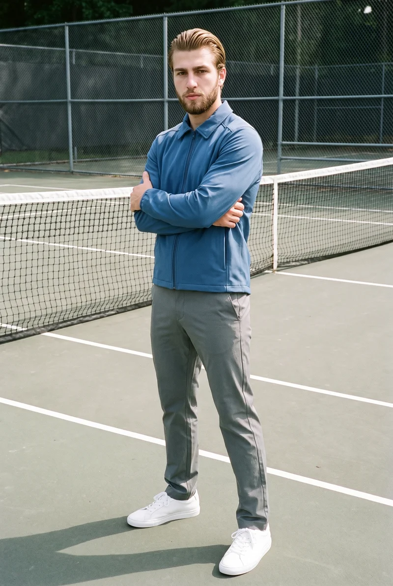 Men's Blue Softshell Jacket, Full body at Three-quarter, Natural E-Commerce lighting