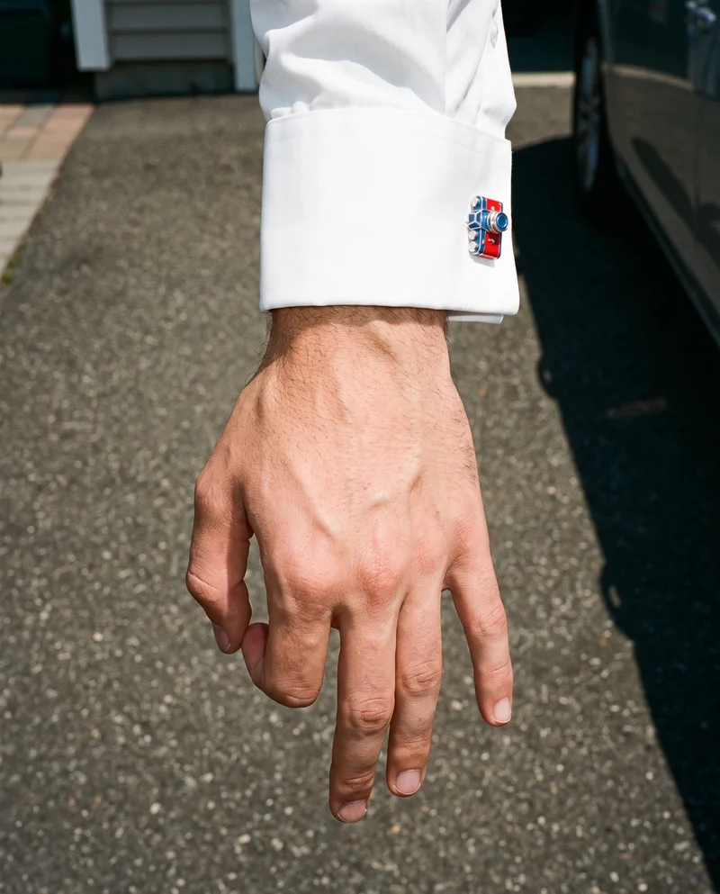 Enamel Novelty Cufflinks, Hand and wrist at Top, Flash Editorial lighting