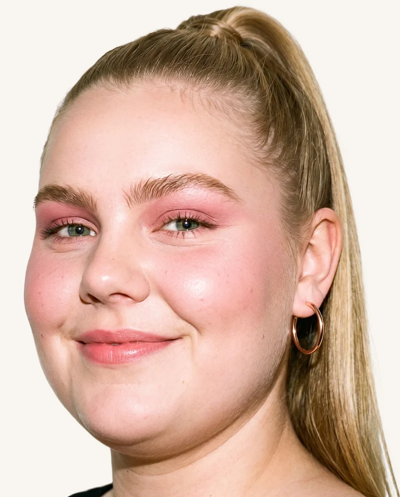 Women's Rose Gold Ear Cuffs, Head at Angled front, Studio Cutout lighting