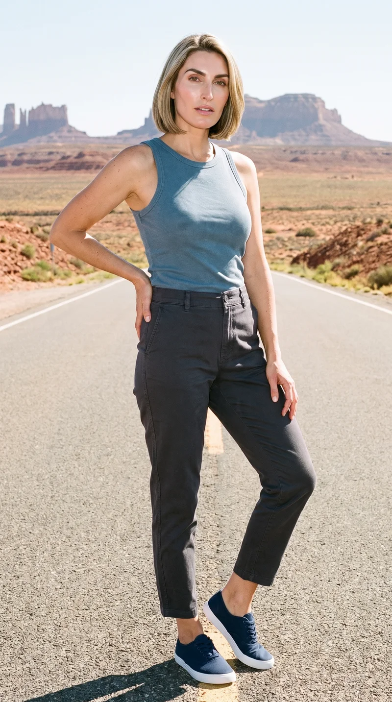 Women's Navy Canvas Sneakers, Full body at Three-quarter, Clean Catalog lighting