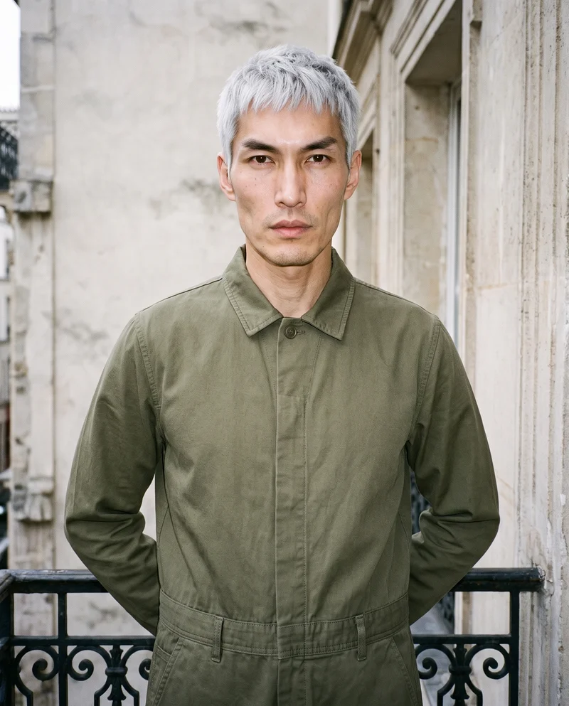 Men's Olive Workwear Boilersuit, Upper body at Front, Natural E-Commerce lighting