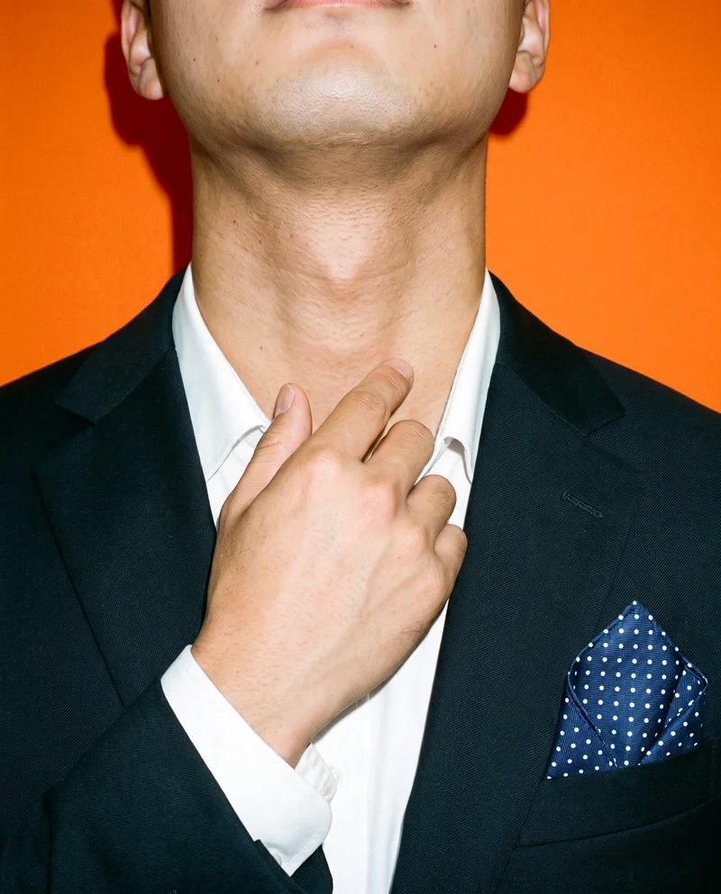 Polka-Dot Pocket Square, Neck at Front, Natural E-Commerce lighting