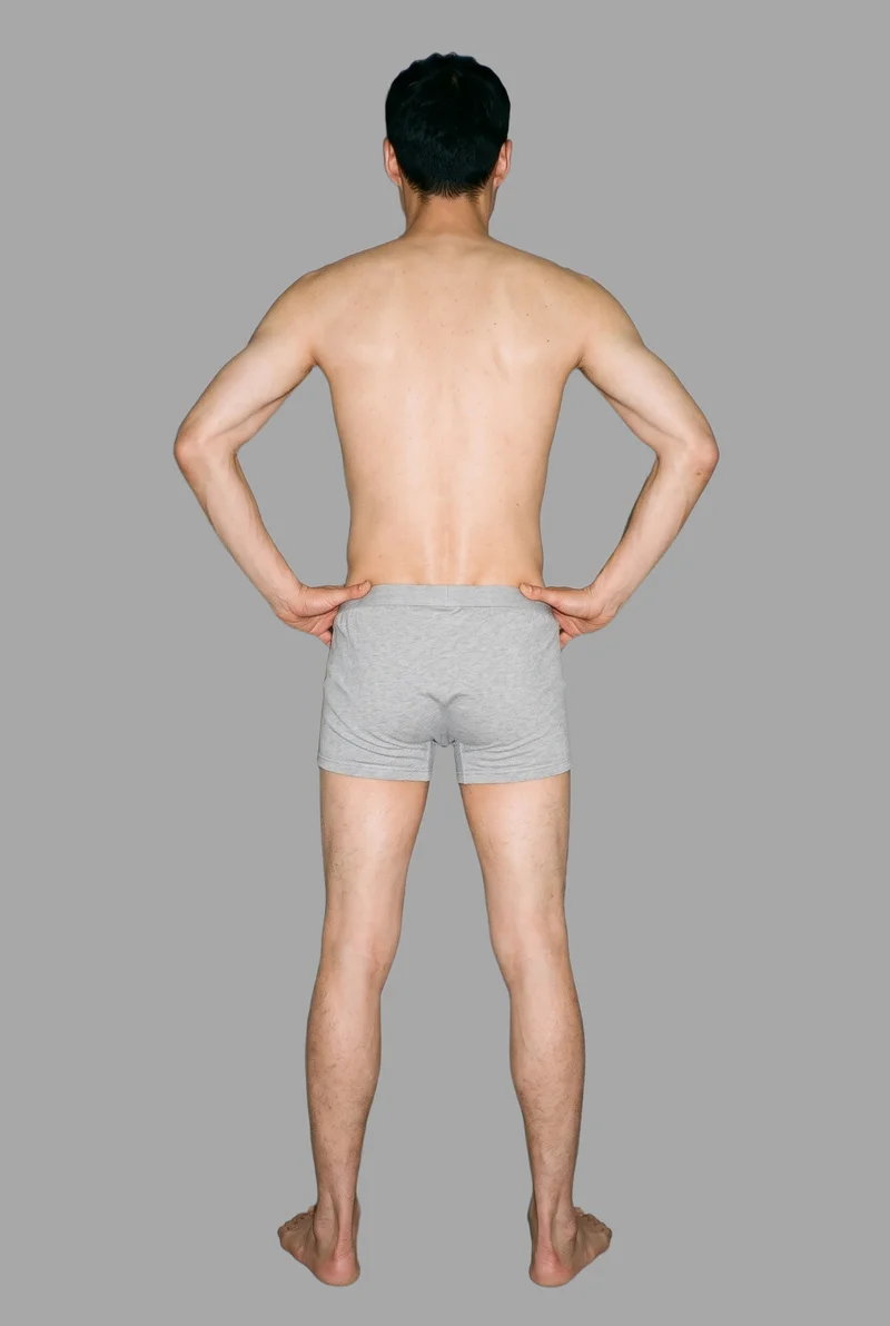 Grey Marl Boxers, Full body at Back, Studio Cutout lighting