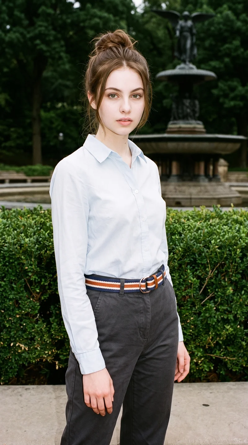 Women's Striped Woven Belt, Three-quarter length at Front, Clean Catalog lighting