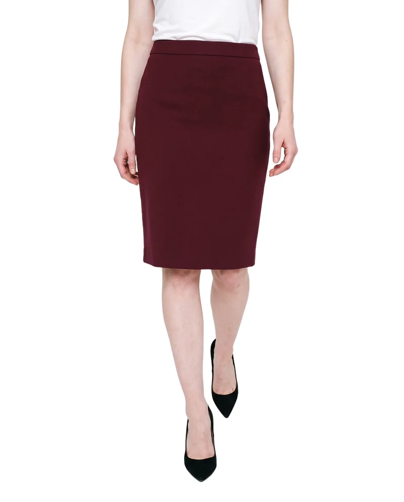 Burgundy Pencil Skirt, Lower body at Front, Studio Cutout lighting