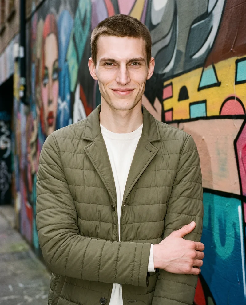 Men's Olive Quilted Jacket, Upper body at Front, Natural E-Commerce lighting