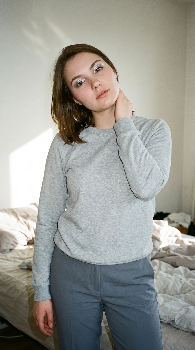 Women's Grey Tracksuit Top, Upper body at Three-quarter, Clean Catalog lighting