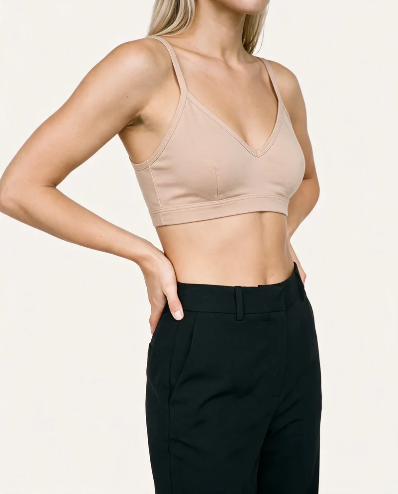 Beige Bralette, Torso at Angled front, Studio Cutout lighting