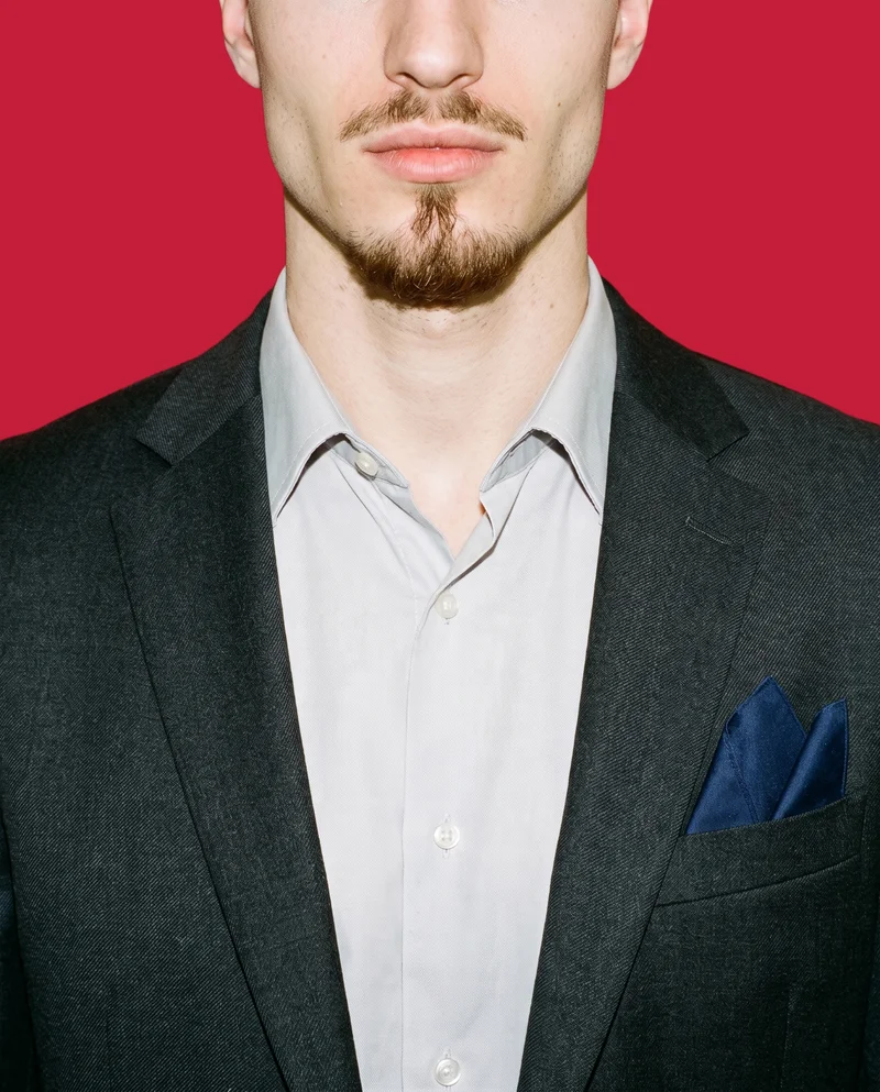 Navy Pocket Square, Neck at Front, Studio Cutout lighting