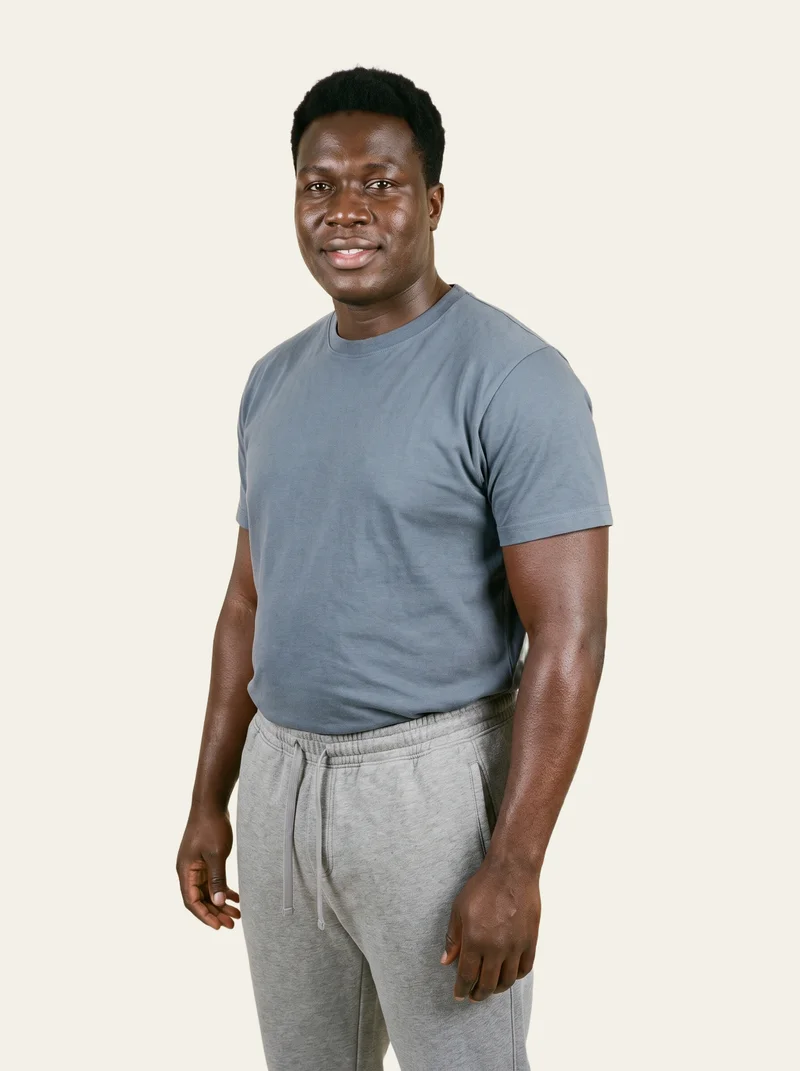 Men's Grey Joggers, Three-quarter length at Three-quarter, Studio Cutout lighting