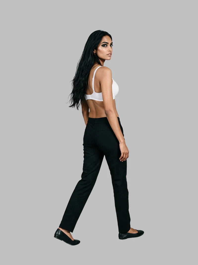 White T-Shirt Bra, Full body at Angled rear, Studio Cutout lighting