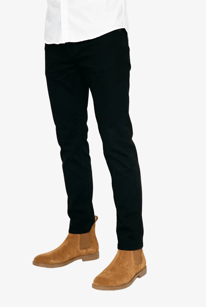Men's Tan Suede Chelsea Boots, Lower body at Angled front, Studio Cutout lighting