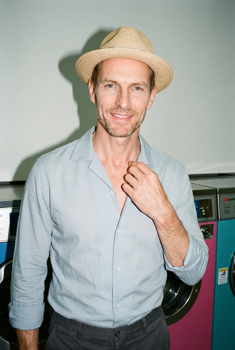 Men's Beige Straw Fedora, Upper body at Front, Natural E-Commerce lighting