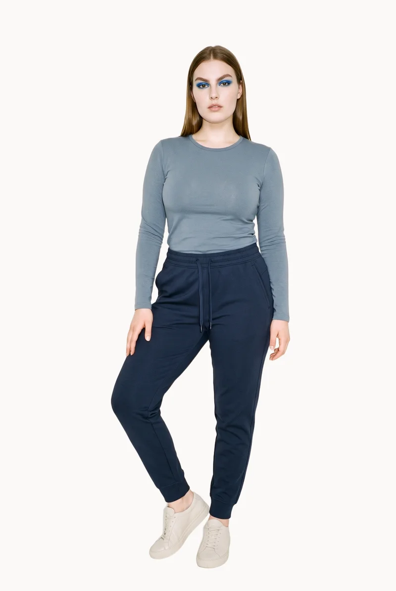 Women's Navy Training Joggers, Full body at Three-quarter, Studio Cutout lighting