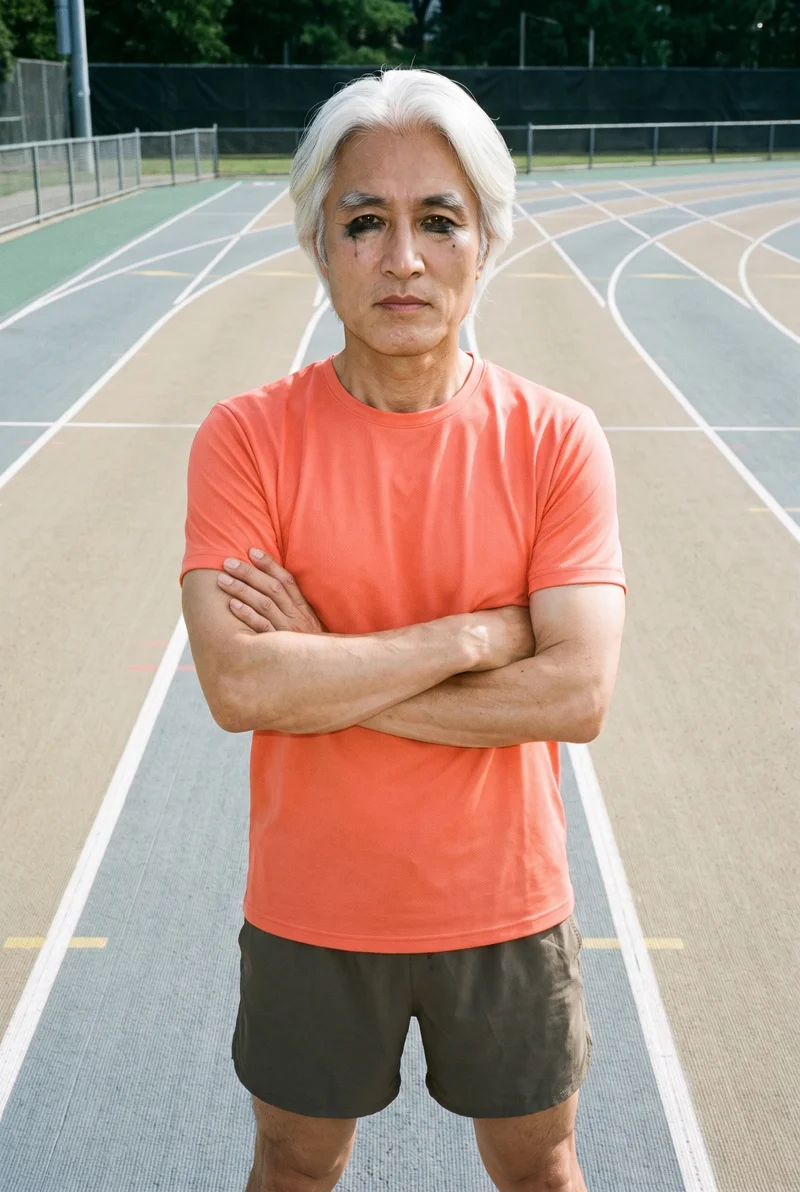 Men's Coral Seamless Performance Top, Three-quarter length at Front, Clean Catalog lighting