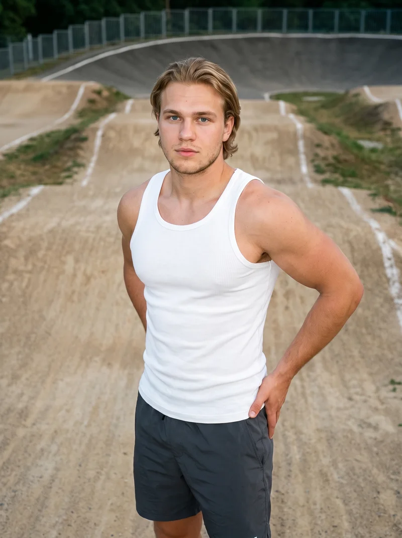 White Ribbed Vest, Three-quarter length at Three-quarter, Natural E-Commerce lighting