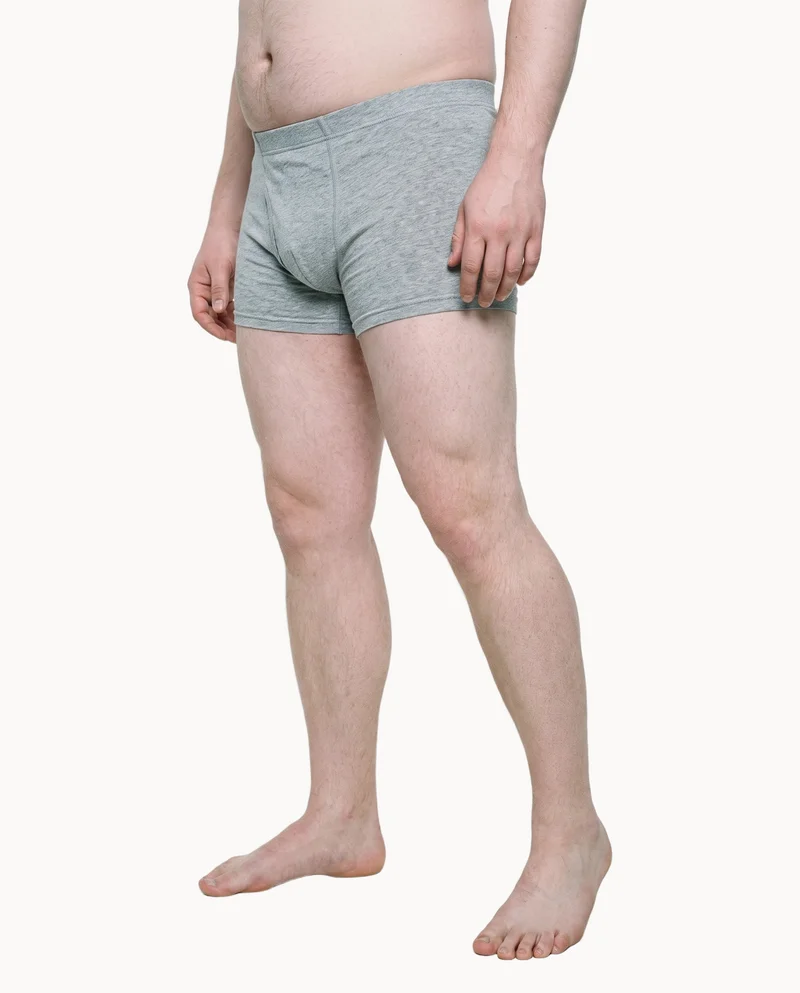 Grey Marl Trunks, Lower body at Three-quarter, Studio Cutout lighting
