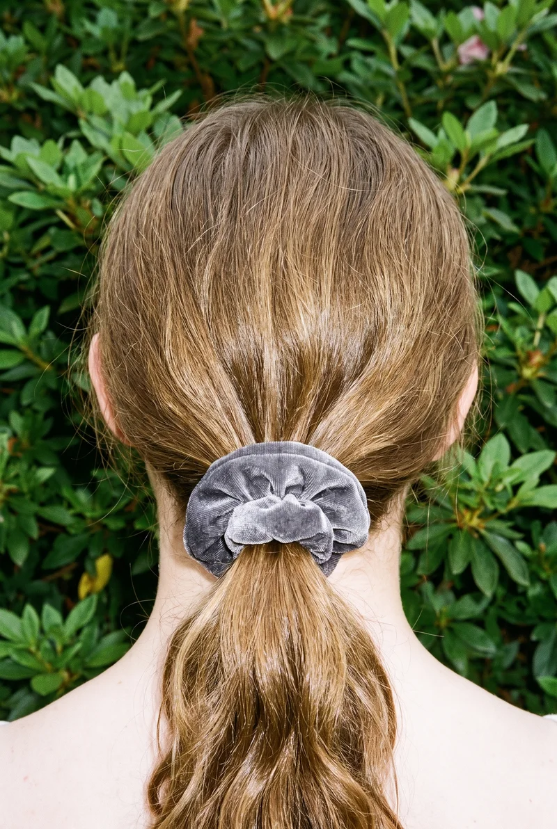 Velvet Hair Tie, Head at Back, Clean Catalog lighting
