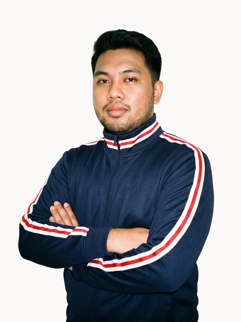 Men's Navy Retro Track Jacket, Upper body at Three-quarter, Studio Cutout lighting